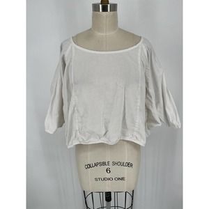 Prairie Underground Cocoon Blouse One Size White Cotton Draped Open Side